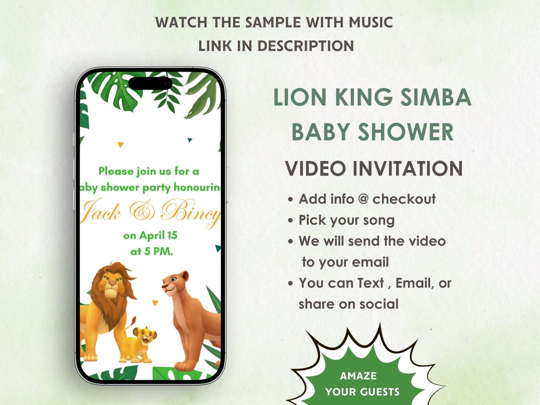 Lion King Simba Baby Shower Video Invitation - Little Simba Baby Shower ...