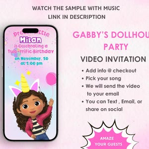 Zaproszenie urodzinowe Gabby's Dollhouse - Pretty Little Two Riffic Birthday Invite - Gabbys Dollhouse Theme Digital Invite