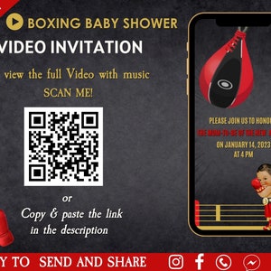 Boxing Baby Shower Video Invitation - Little Prince Boxer Baby Shower - Boxing Theme Baby Shower