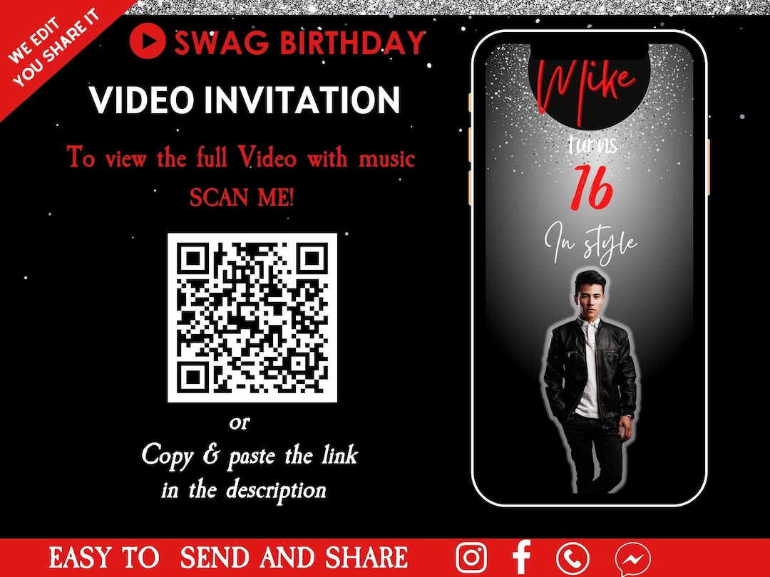 Swag Silver and Red Birthday Invitation Swag Birthday Invation Drippin in Birthday Swag