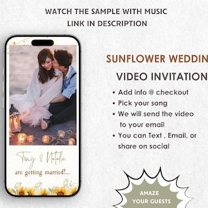 Sunflower Wedding Video Invitation - Chasing Each Other, To Meet At The Altar - Sunflower Theme Wedding Digital Invite - Save The Date