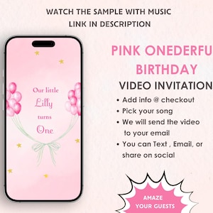 The Wonderful Things You Will Be 1st Birthday Party Invitation - Pink Onederful Birthday Girl Invitation - The Onederful Theme Party Invite