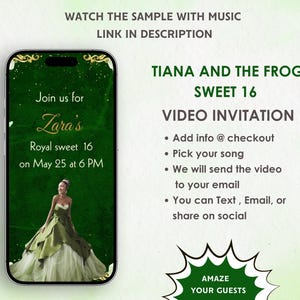 Princess Tiana and The Frog Sweet 16 Video Invitation - Sweet 16 Birthday Party Invite - Princess Tiana & The Frog Sweet 16 Theme Invite