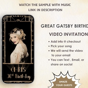 Great Gatsby Birthday Invitation - Roaring 20s Party Invitation - Roaring Twenties Birthday Party Invite - Great Gatsby Theme Digital Invite