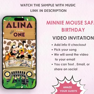 Minnie Safari Video Invitation - Minnie Safari Birthday Invite - Minnie Mouse Safari Invite - Minnie Safari Theme Party Invite