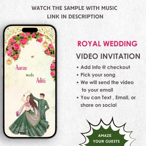 Faire-part vidéo de mariage royal - Invitation pour les festivités du mariage royal - Invitation numérique à thème royal - Réservez la date
