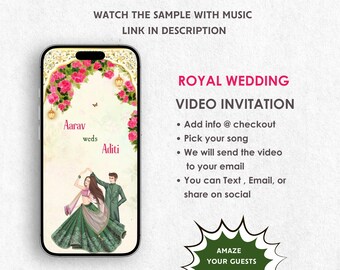 Royal Wedding Video Invitation - Royal Wedding Festivities Invite - Royal Theme Digital Invite - Save the date