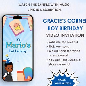 Gracies Corner Boy Birthday Invitation - Gracies Corner Birthday - Gracie's Corner - Akili & Me Video Invite