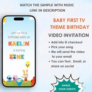 Invito video per il compleanno del primo bambino in TV - Invito per il compleanno del primo bambino in TV - Invito digitale per la festa di compleanno a tema Baby First Tv
