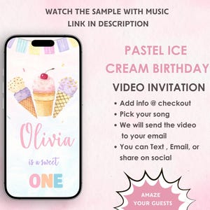 Pastell Eis Geburtstagseinladung Video - Pastell Geburtstagseinladung - Pastell Bunt Kindergeburtstag - Eis Party