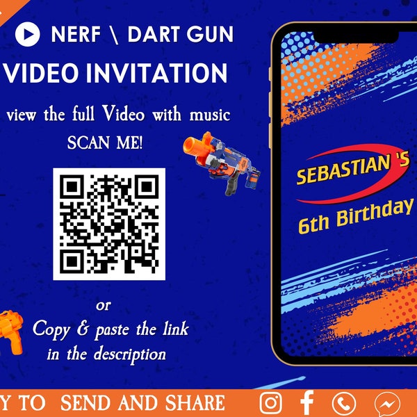 Nerf Battle Boy Birthday Invitation - Dart Gun War Party Invite - Gun War Invitation - Nerf Theme Gun Battle Party Invite - Dart Battle