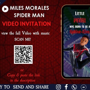 Miles Morales Spiderman Birthday Invitation - Miles Morales Kid Birthday invitation - Miles Morales Spiderman Theme Party Invite