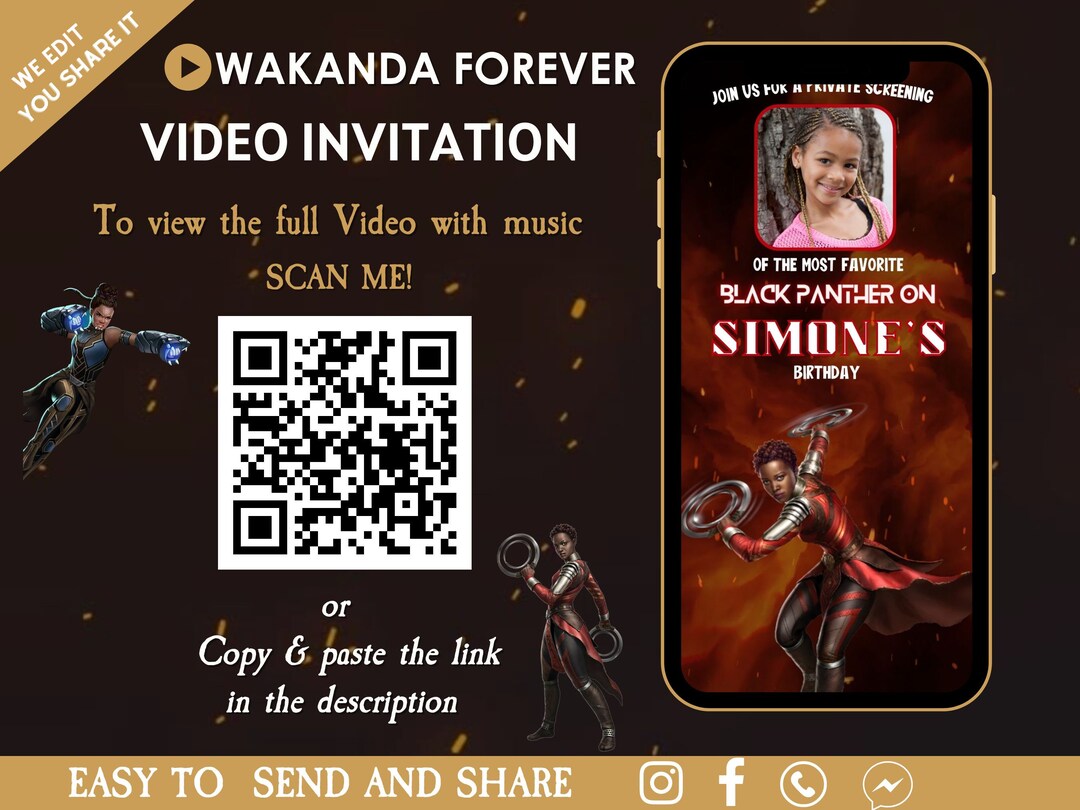 Wakanda Forever Birthday Video Invitation - Wakanda Forever Digital