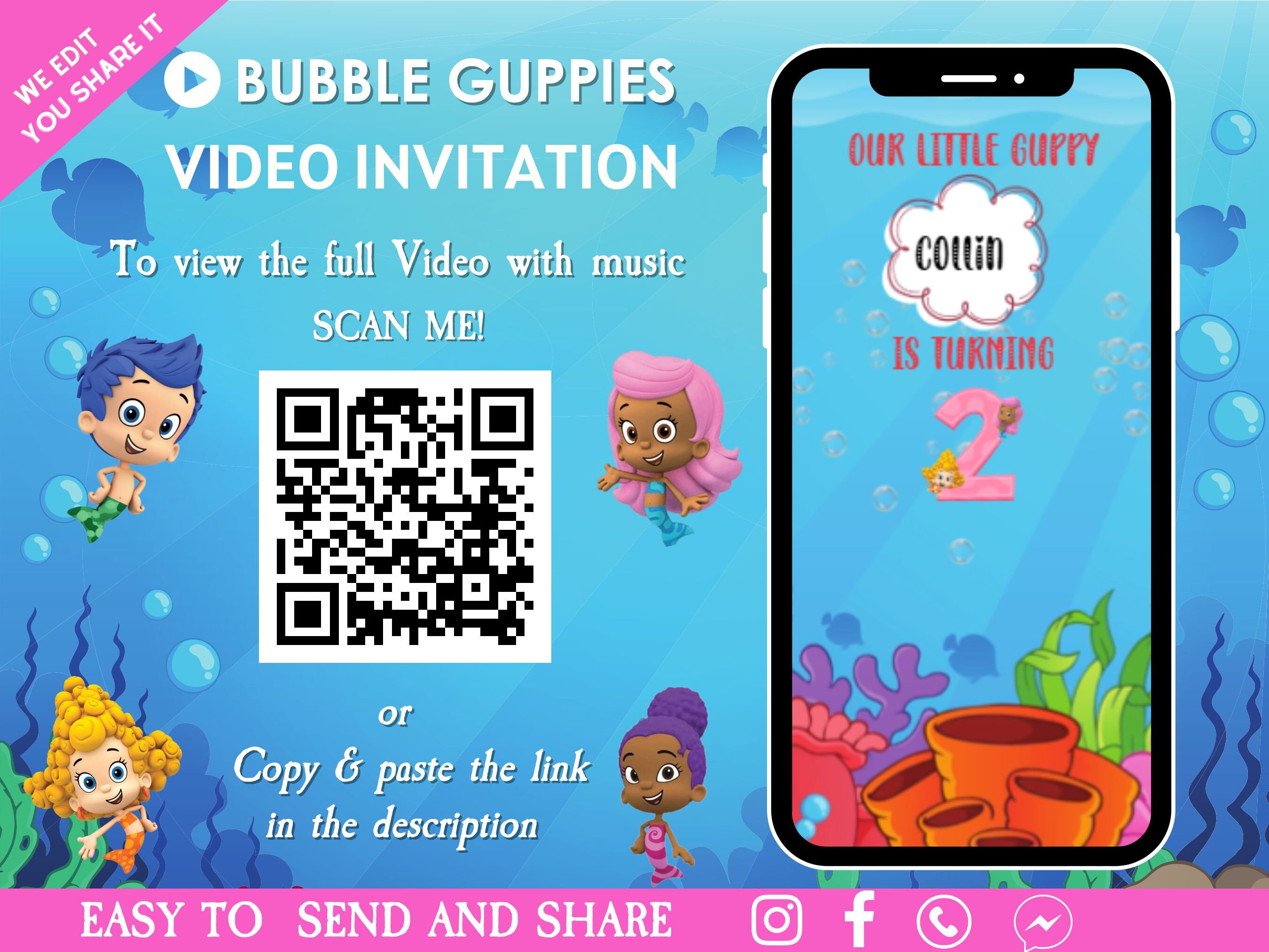 Bubble Guppies Birthday Invitation Bubble Guppies Invitation Bubble ...
