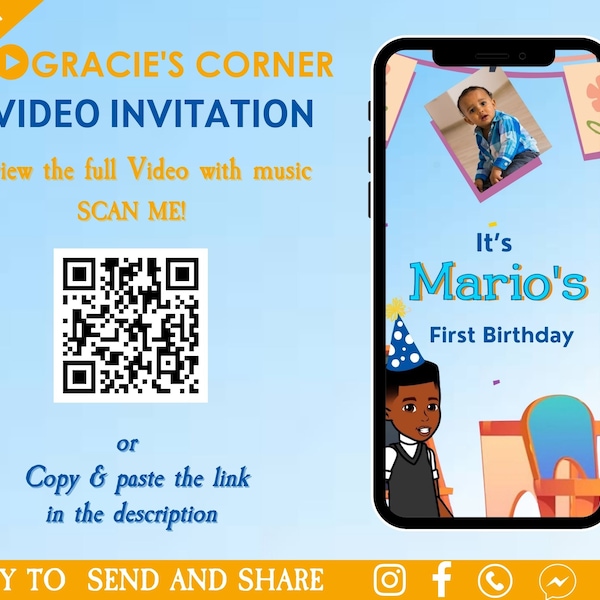 Gracies Corner Boy Birthday Invitation - Gracies Corner Birthday - Gracie's Corner - Akili & Me Video Invite