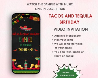 Invito video per compleanno a tema tacos e tequila - Invito per festa di compleanno Fiesta - Invito per festa a tema Fiesta - Invito per festa a tema tacos e tequila Fiesta