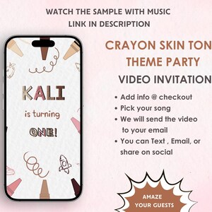 Crayon of the World Skin Tone Birthday Invitation - Crayola Skin Tone Invitation - Art & Craft Party Invite - Crayola Skin Tone Theme Invite