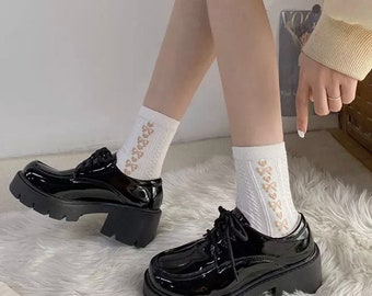 black platform flats