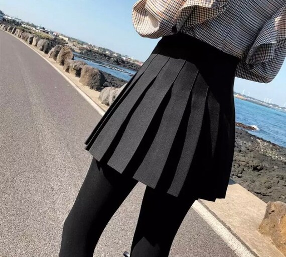 Tennis Skirt Black White Pleated Short 
