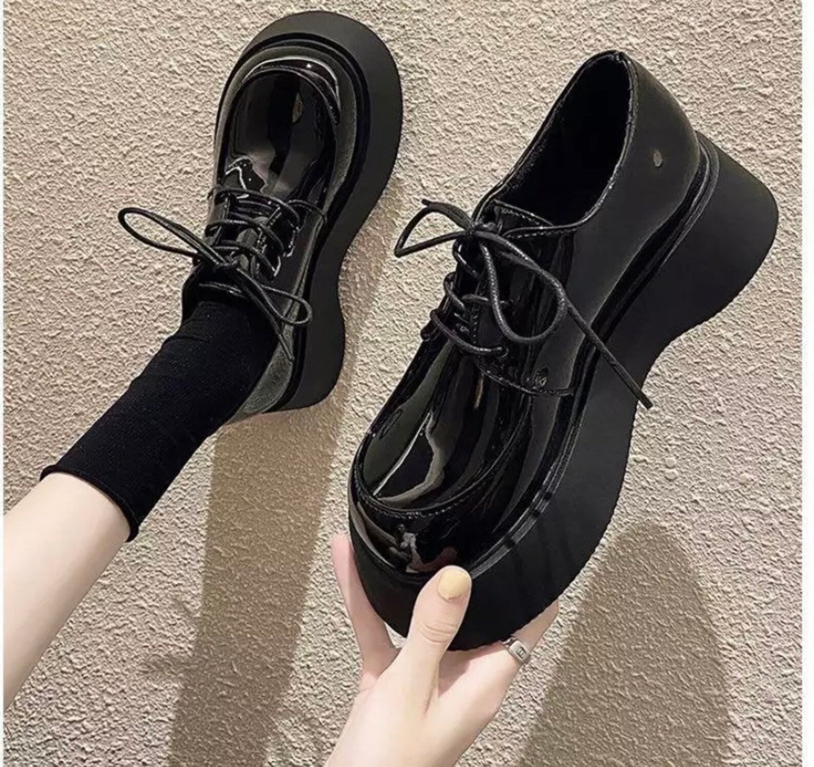Sneakers chunky school shoes black thick soles platform Etsy