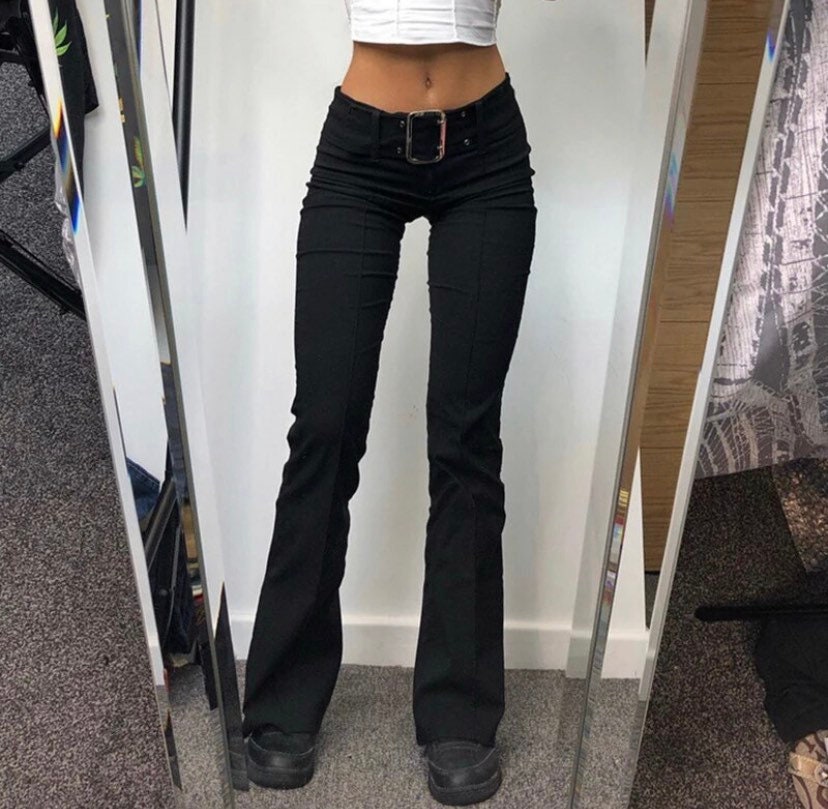 Flared Black Trousers Flares Low Rise 