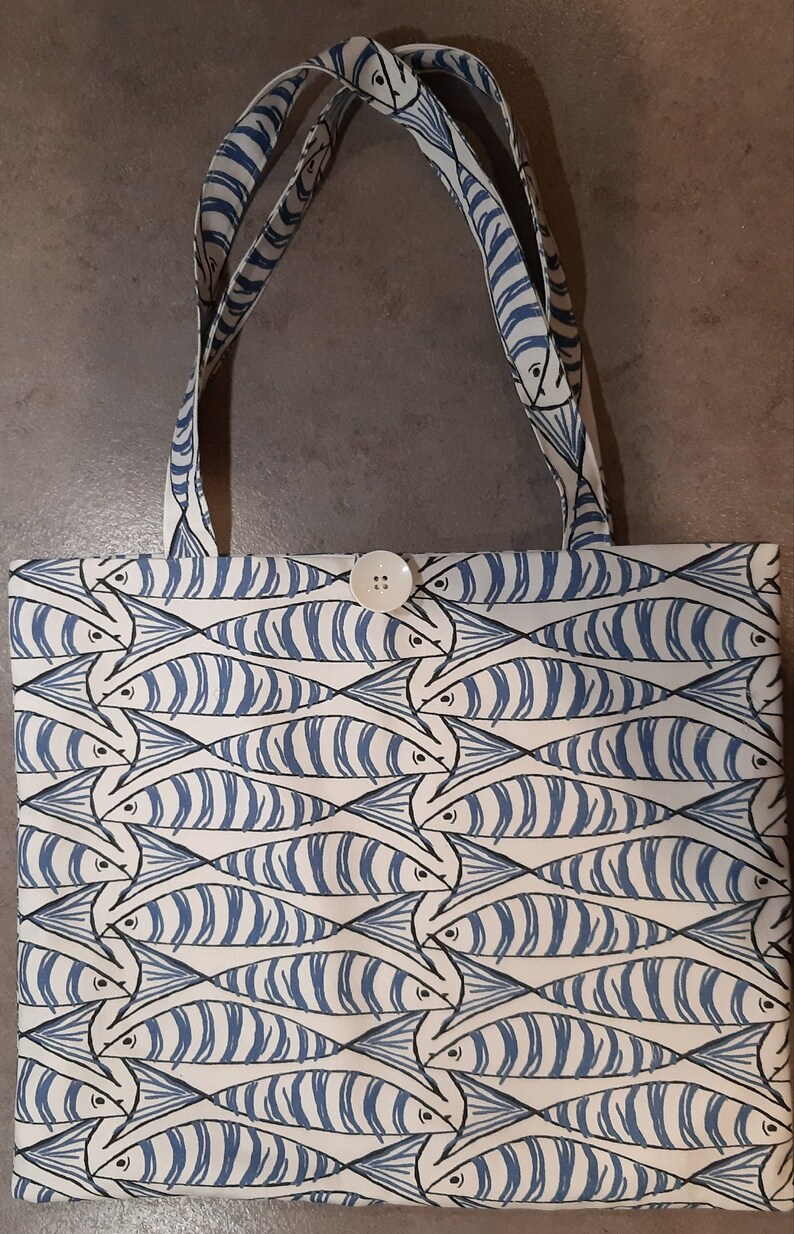 Fish Tote Bag Lined Shopper Longhandled Beach Bag Handmade Etsy UK