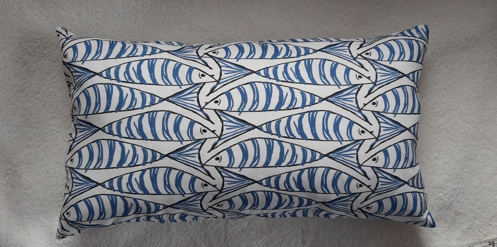Blue Fish Cushion Handmade Rectangular Coastal Cushion Etsy UK