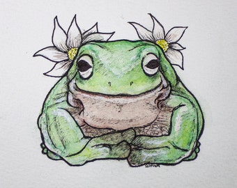 Cute frog with flower crown