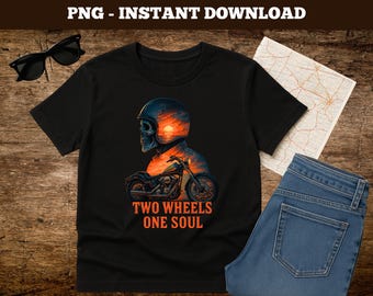 Sunset Skull Motorcycle PNG: Biker Design Clipart (Digital Download)