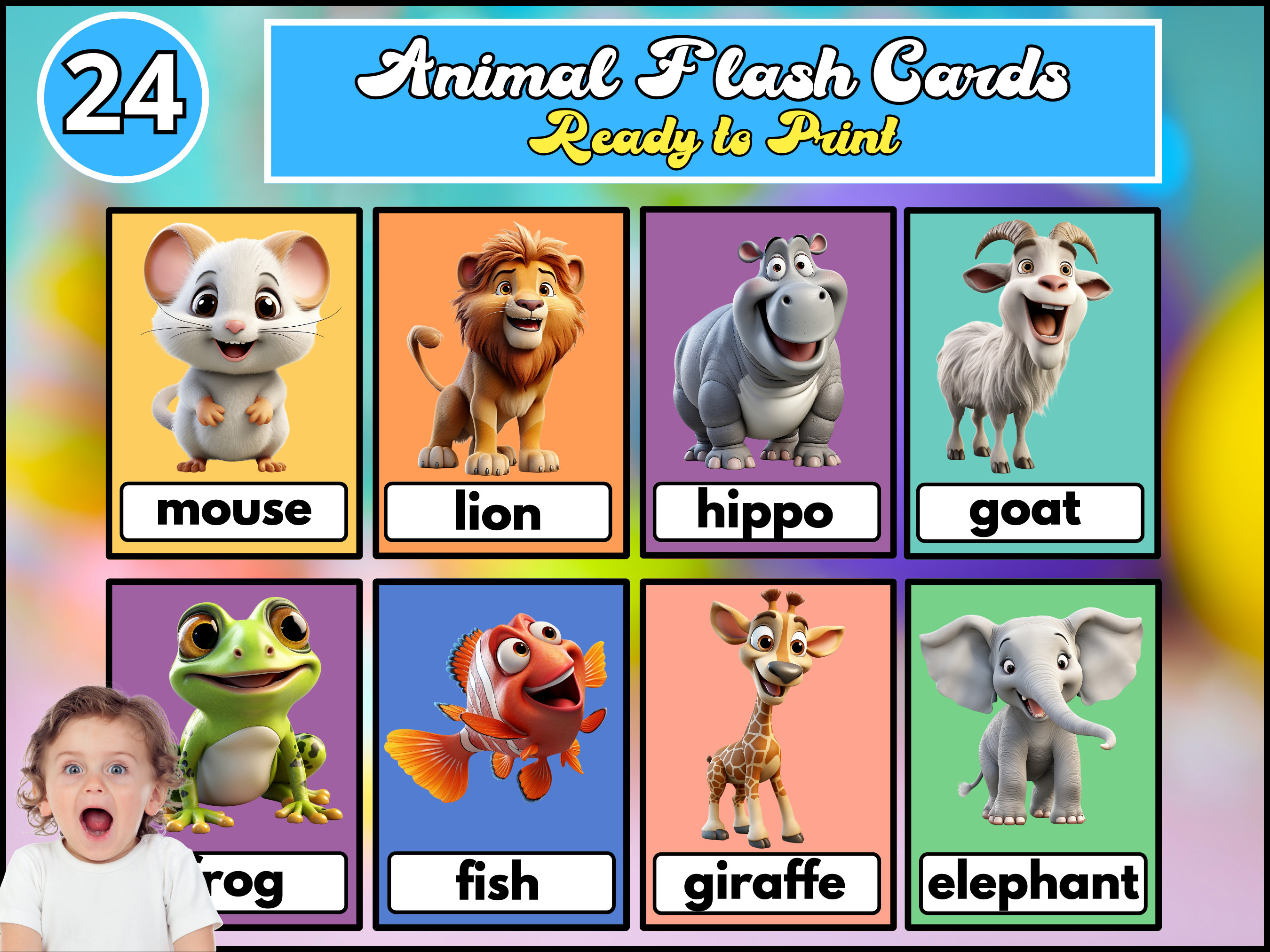 Animal Flash Cards for Kids Flashcards for Kindergarten Etsy