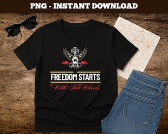Biker Skull Winged Motorcycle PNG: Freedom Design (Digital Download)