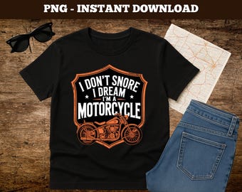Funny Biker Motorcycle Dream PNG: Retro Clipart (Instant Download)