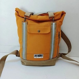 Messenger Backpack - Yellow/Beige Canvas