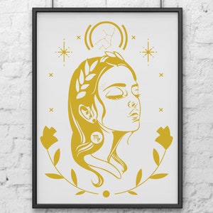 Virgo Goddess Zodiac, SVG, PNG, Customizable, Prints, Digital Art Virgo Zodiac, Astrology T-Shirts, Virgo Season, Virgo SVG, Virgo Gift