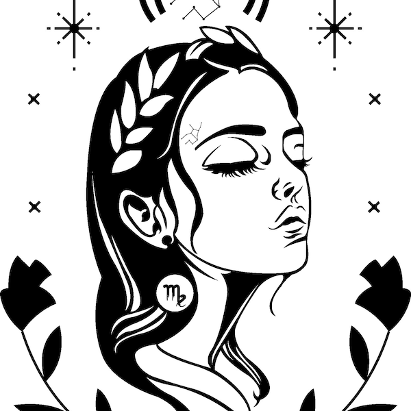 Virgo Goddess Zodiac, SVG, PNG, Customizable, Prints, Digital Art Virgo Zodiac, Astrology T-Shirts, Virgo Season, Virgo SVG, Virgo Gift