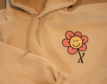 Flower peace sign tan hoodie sweatshirt | aesthetic