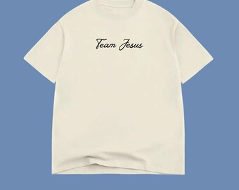 Team Jesus Oversized Box Tee | Drop Shoulder Off White Cream T-Shirt