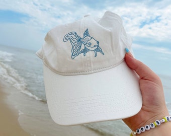 White goldfish dad hat baseball cap