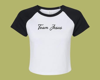 Team Jesus Ringer Baby Tee | Black and White Cropped T-shirt
