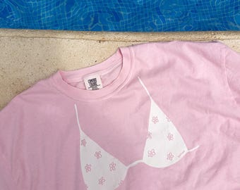 Flower Bikini cover up pink tshirt | Comfort Colors | Comfy