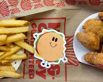 Smile burger sticker | waterproof water bottle sticker