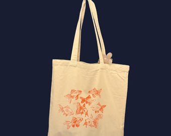 Gold Fish Tote Bag | Screenprint Screen printed | Canvas