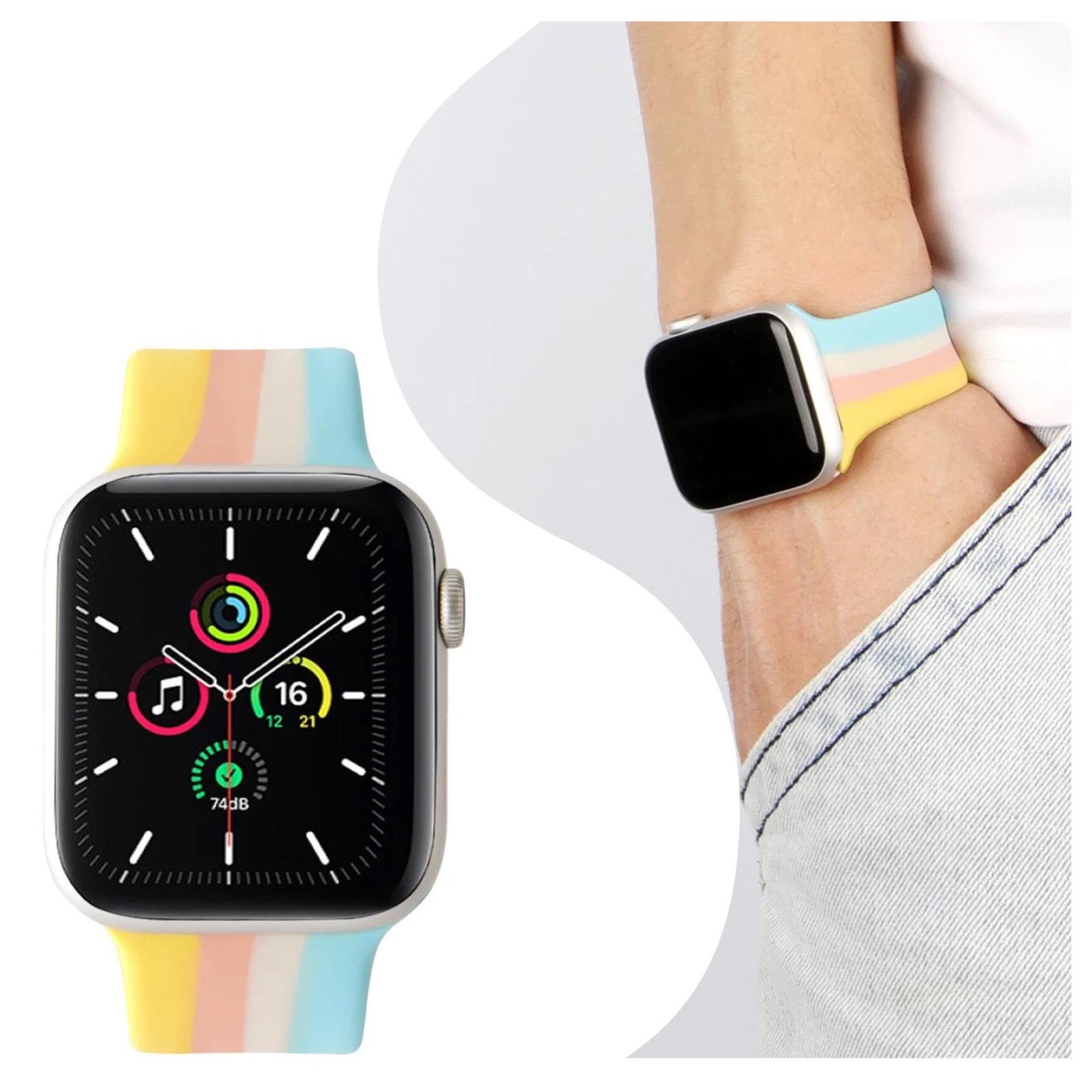 Silicone Rainbow Apple watch band 40mm Silicone Apple Watch Etsy