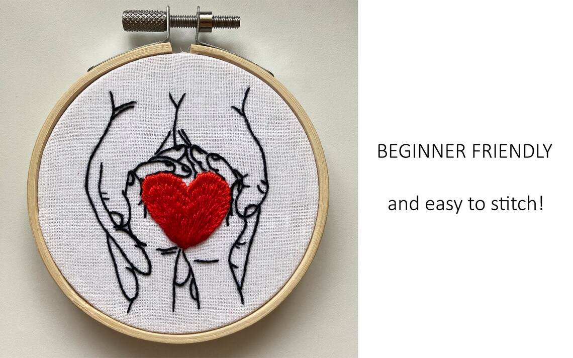 Parent and child simple hand embroidery pattern hands   etsy