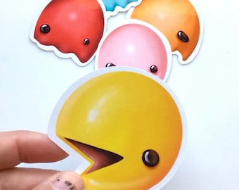 Pac-Man und Geister Vinyl Sticker Set