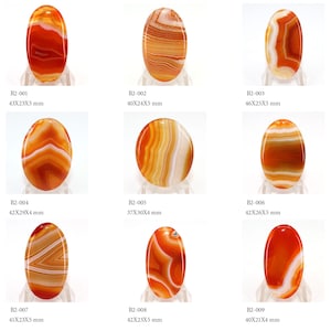 Beautiful Orange Botswana Loose Gemstone Oval Cabochons For Jewelry Making, Botswana Banded Agate Gemstone Cabochon, Carnelian Gemstone