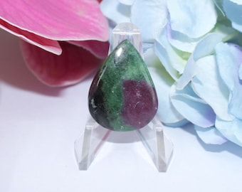 Pear Ruby Zoisite Cabochon Gemstone (33.95 Cts, 22X29X5 MM)