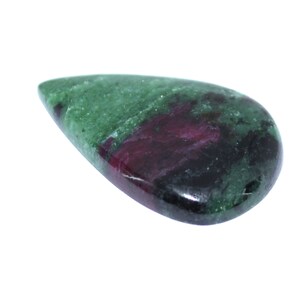 High Quality Ruby Zoisite Polished Loose Cabochon Gemstone, Natural Ruby Zoisite Pear Cabochon Gemstone{47.05 Cts, 24X38X5 MM}