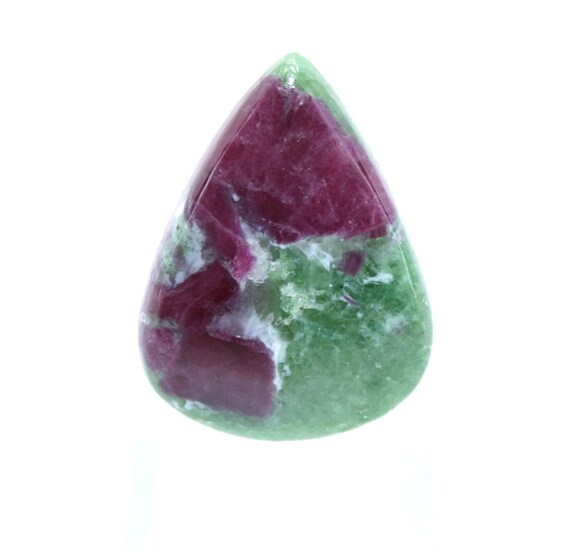 Pear Ruby Zoisite Cabochon Gemstone (50.40 Cts, 24X32X6 MM)