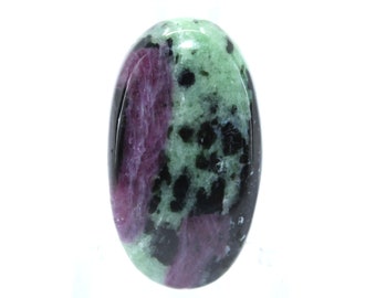 Oval Ruby Zoisite Cabochon Gemstone: Natural Polished Stone (40.45 Cts, 18X32X6 MM)